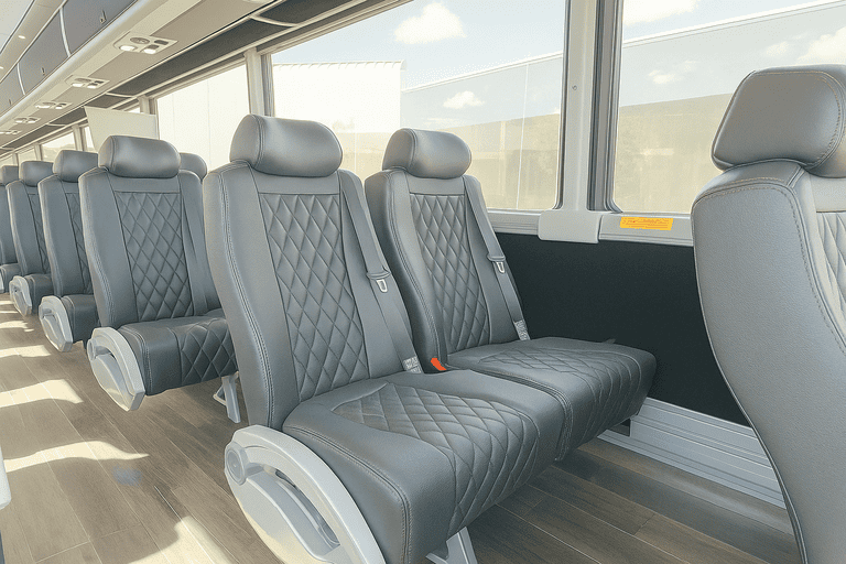 interior of Mesquite Minibus Company charter bus